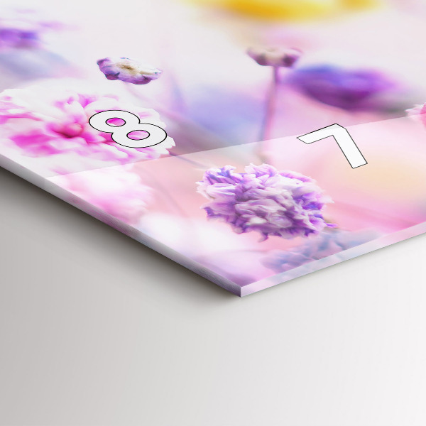 Zegar szklany poziomy Kwiaty na łące