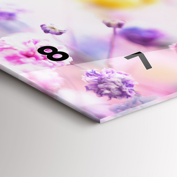 Zegar szklany poziomy Kwiaty na łące