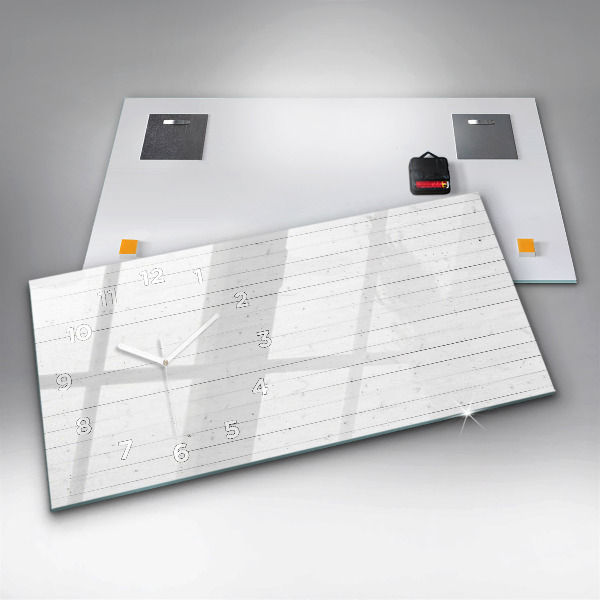 Zegar szklany poziomy Panele drewniane wzór