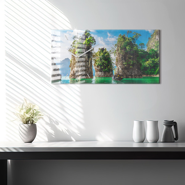 Zegar szklany poziomy Jezioro drzewa natura