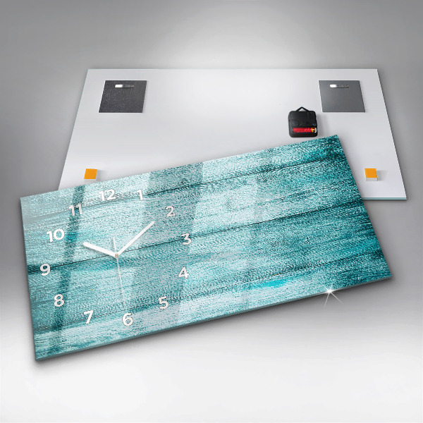 Zegar szklany poziomy Niebieskie stare drewno