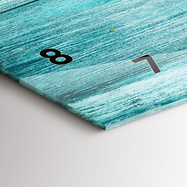 Zegar szklany poziomy Niebieskie stare drewno