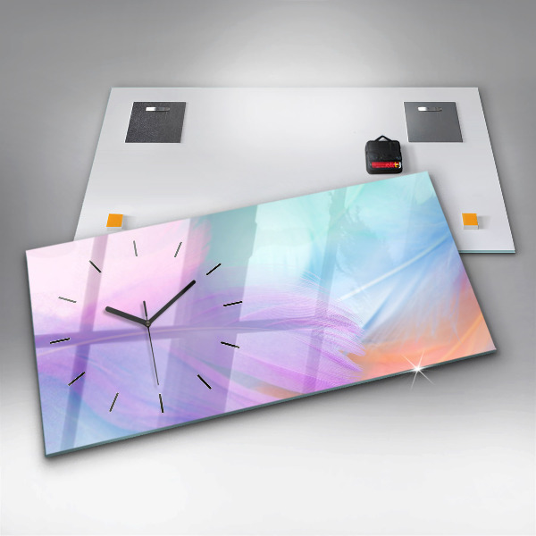 Zegar szklany poziomy Kolorowe pióra