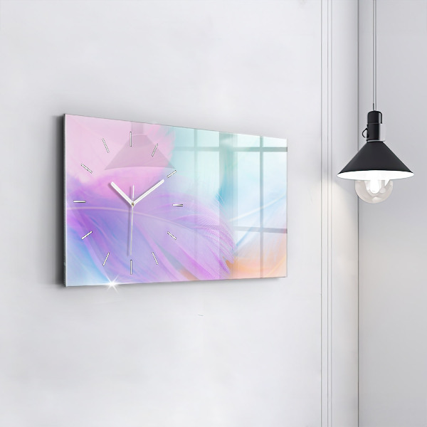 Zegar szklany poziomy Kolorowe pióra