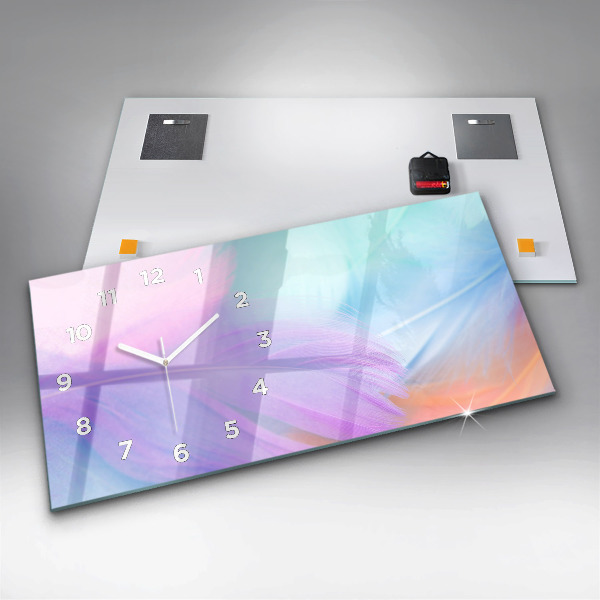 Zegar szklany poziomy Kolorowe pióra