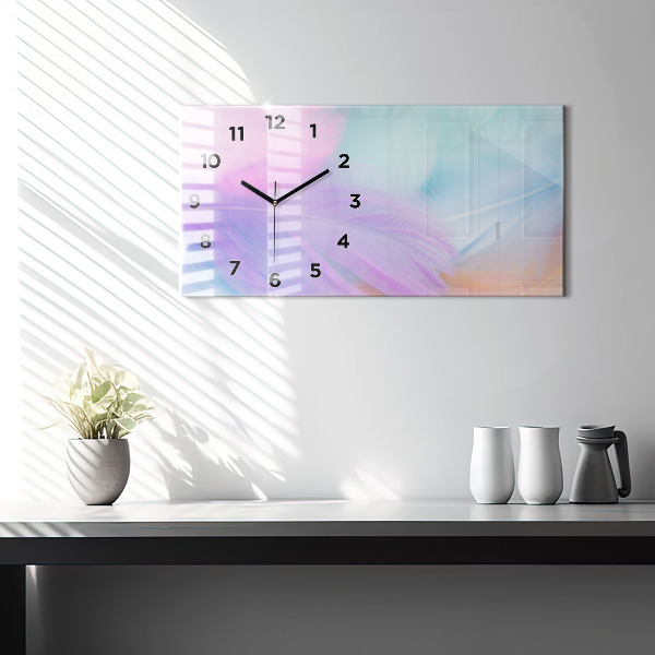 Zegar szklany poziomy Kolorowe pióra