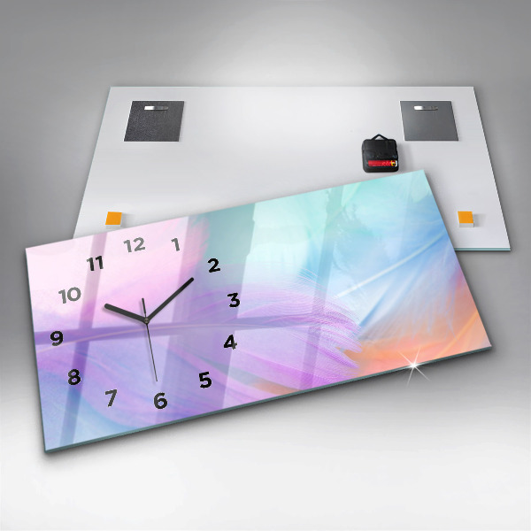 Zegar szklany poziomy Kolorowe pióra