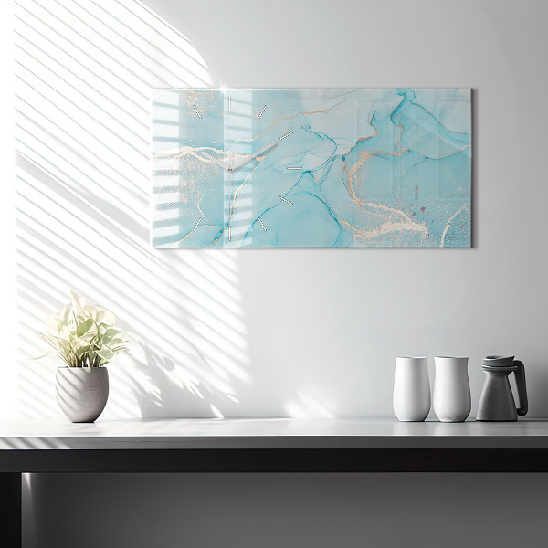 Zegar szklany poziomy Dekoracyjny marmur