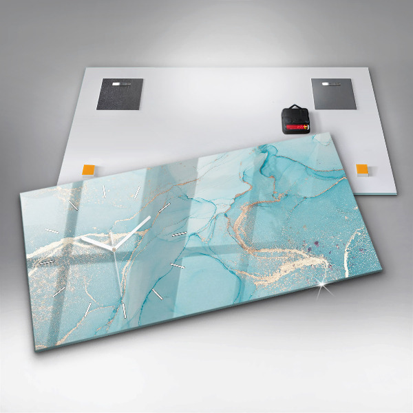 Zegar szklany poziomy Dekoracyjny marmur