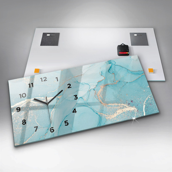 Zegar szklany poziomy Dekoracyjny marmur
