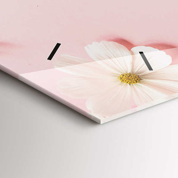 Zegar szklany poziomy Kwiaty stokrotki