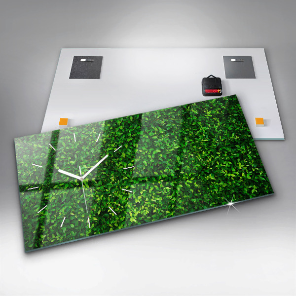 Zegar szklany poziomy Żywopłot liście