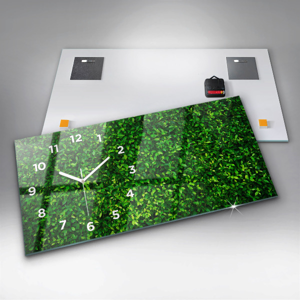 Zegar szklany poziomy Żywopłot liście