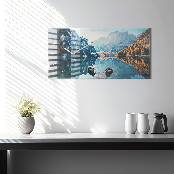 Zegar szklany poziomy Łódki na jeziorze