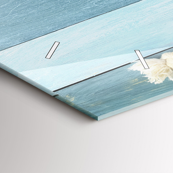 Zegar szklany poziomy Deski pasy i muszelka