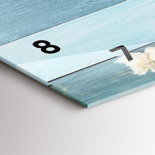 Zegar szklany poziomy Deski pasy i muszelka