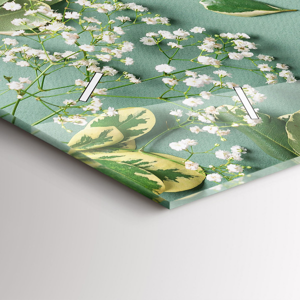 Zegar szklany poziomy Kwiaty delikatne