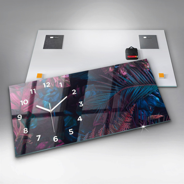 Zegar szklany poziomy Egzotyczne kwiaty