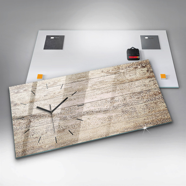 Zegar szklany poziomy Drewniane panele