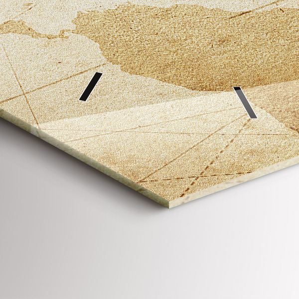 Zegar szklany poziomy Mapa świata vintage