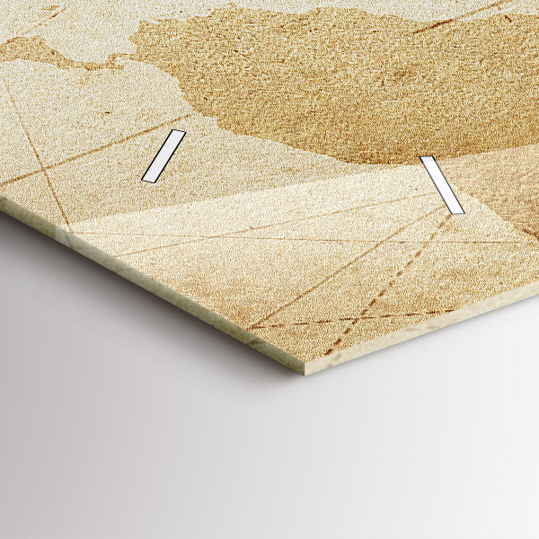 Zegar szklany poziomy Mapa świata vintage