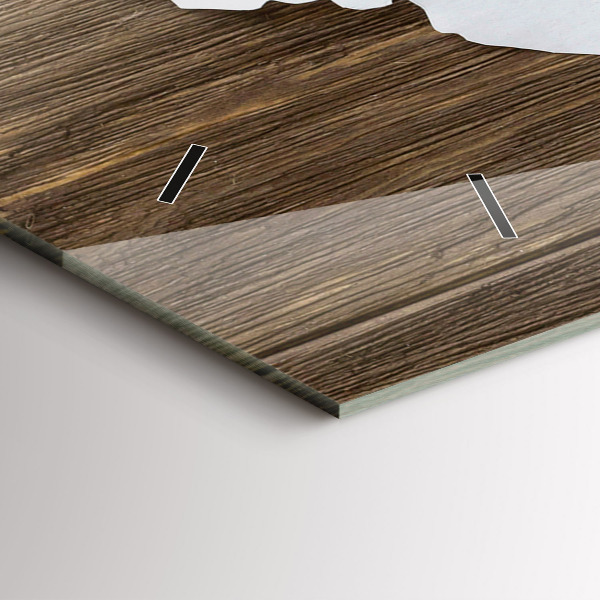 Zegar szklany poziomy Mapa Świata na deskach