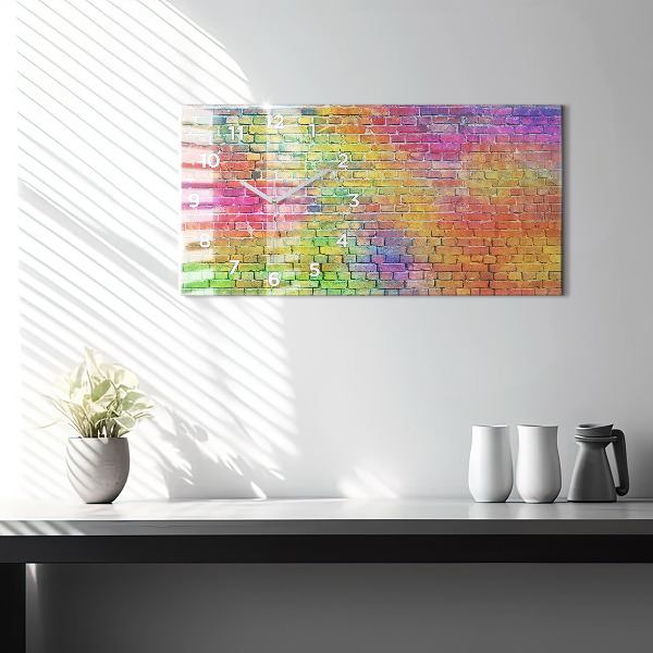 Zegar szklany poziomy Pomalowana ściana