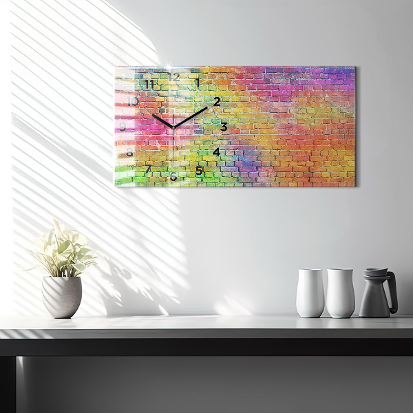 Zegar szklany poziomy Pomalowana ściana