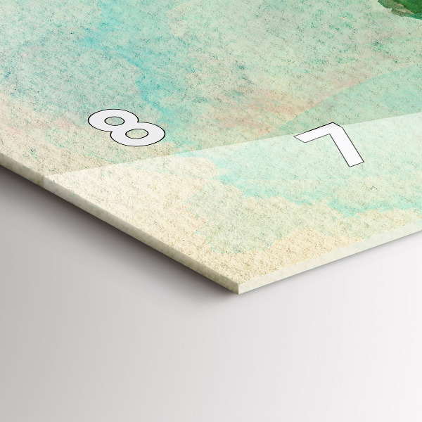 Zegar szklany poziomy Akwarela mapa świata