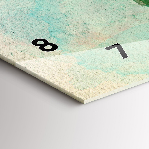 Zegar szklany poziomy Akwarela mapa świata