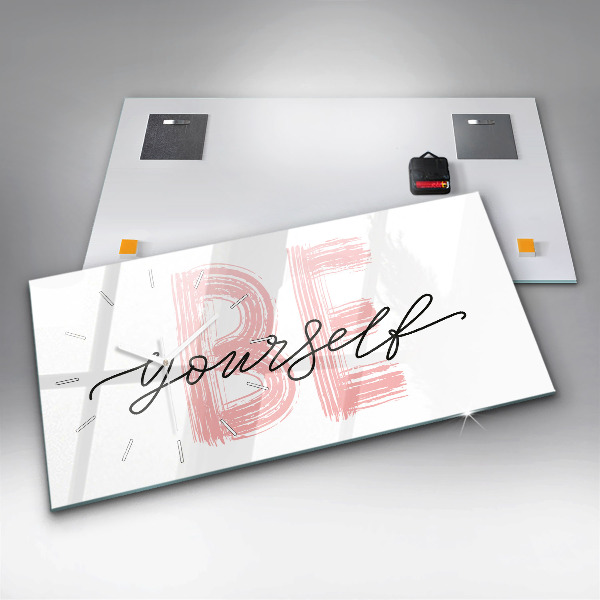 Zegar szklany poziomy Napis Be yourself