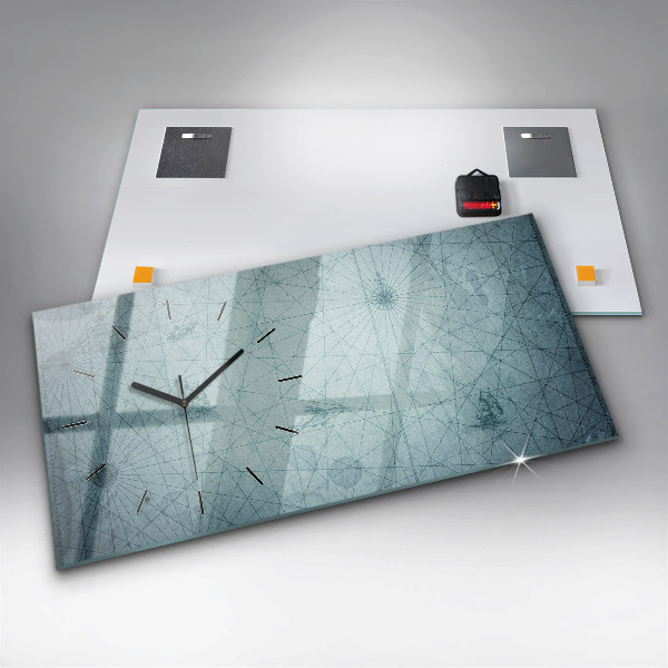 Zegar szklany poziomy Vintage Mapa