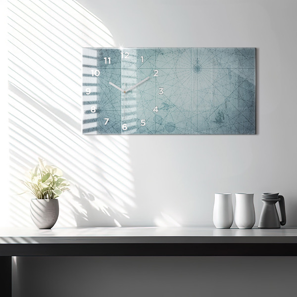 Zegar szklany poziomy Vintage Mapa
