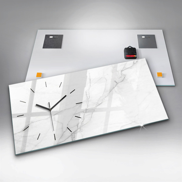 Zegar szklany poziomy Dekoracyjny marmur
