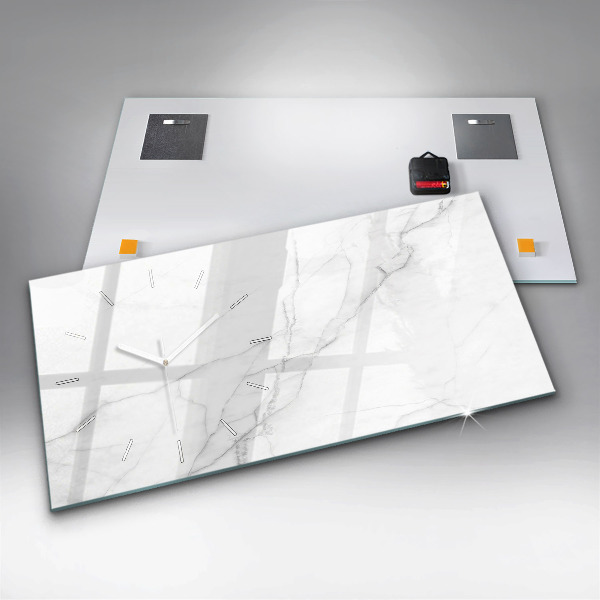 Zegar szklany poziomy Dekoracyjny marmur