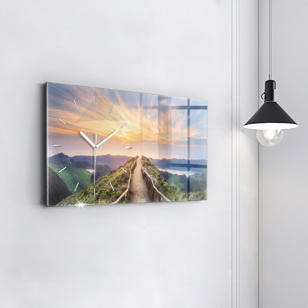 Zegar szklany poziomy Górski Krajobraz