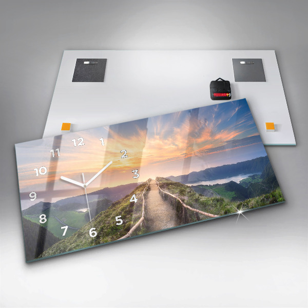 Zegar szklany poziomy Górski Krajobraz