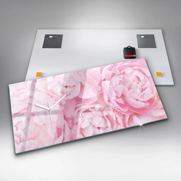 Zegar szklany poziomy Kwitnące kwiaty