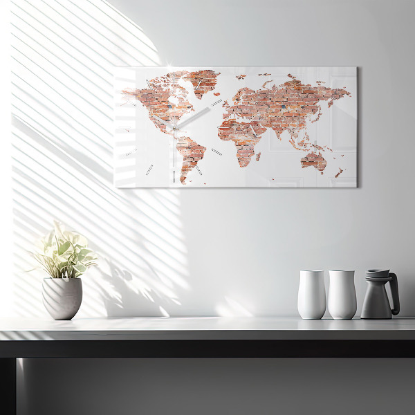 Zegar szklany poziomy Stara mapa z cegły