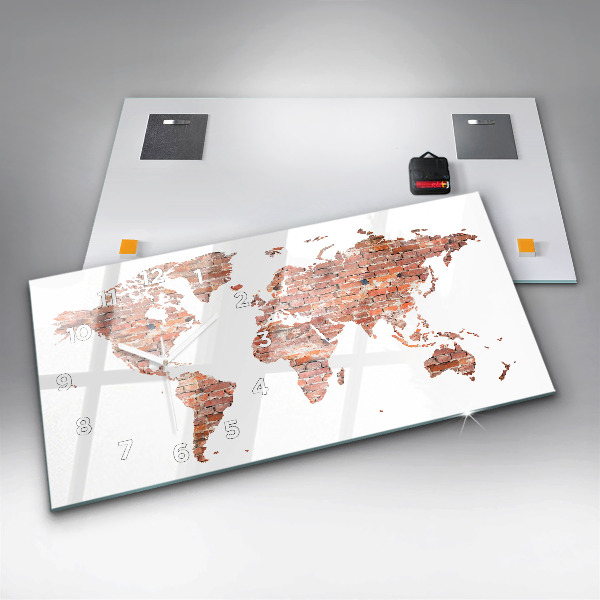 Zegar szklany poziomy Stara mapa z cegły