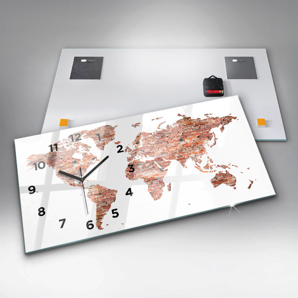 Zegar szklany poziomy Stara mapa z cegły