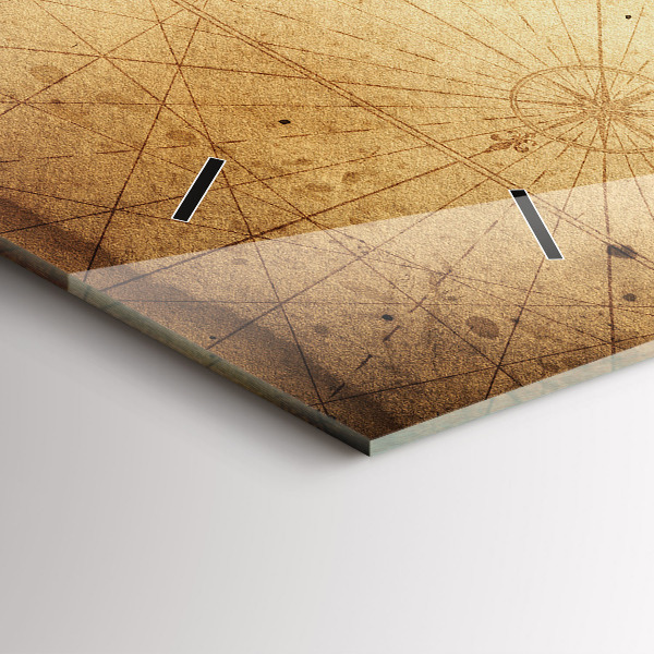 Zegar szklany poziomy Stara mapa świata