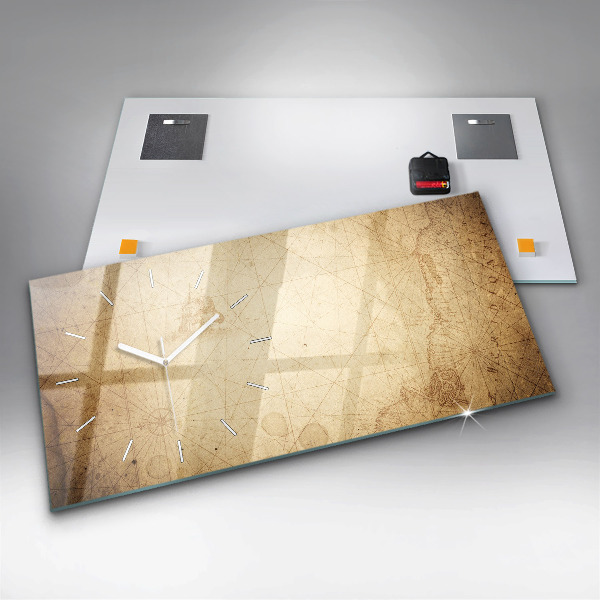 Zegar szklany poziomy Stara mapa świata