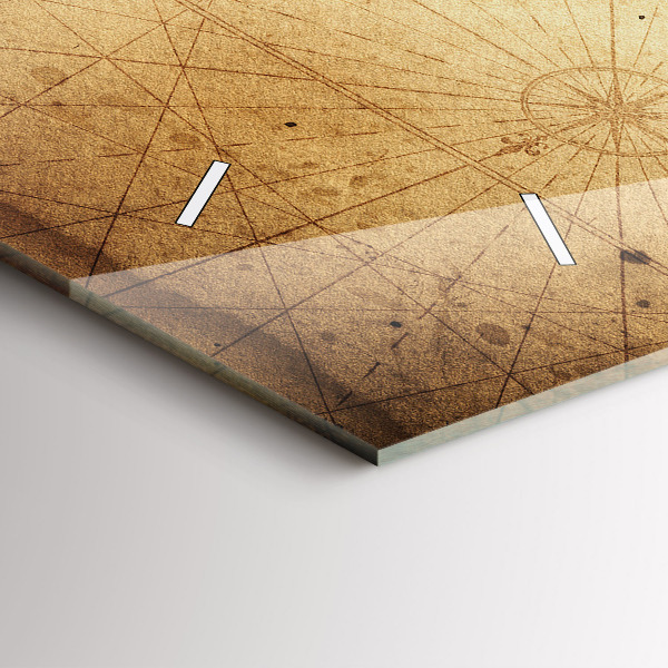 Zegar szklany poziomy Stara mapa świata