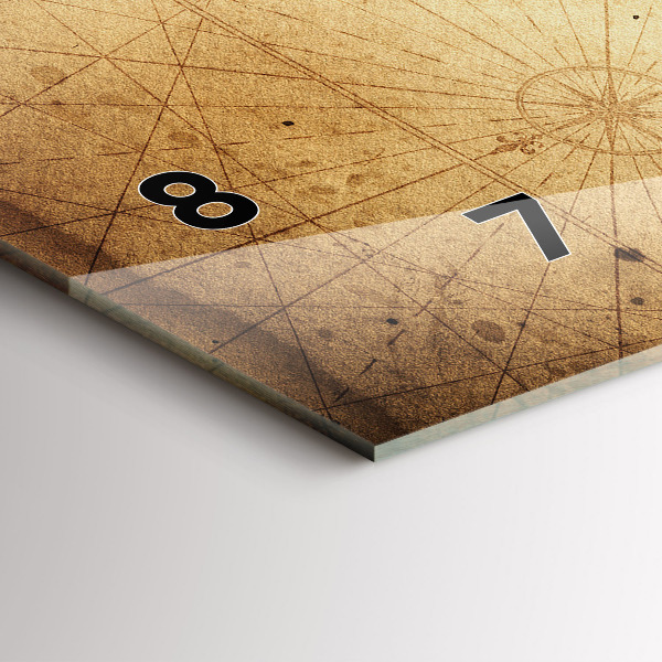 Zegar szklany poziomy Stara mapa świata