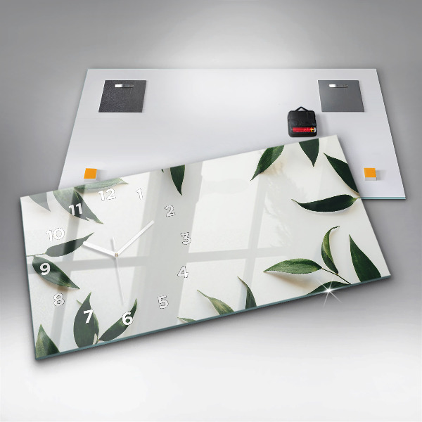 Zegar ścienny poziomy Ramka z liści