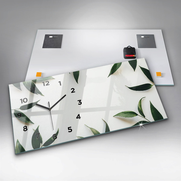 Zegar ścienny poziomy Ramka z liści