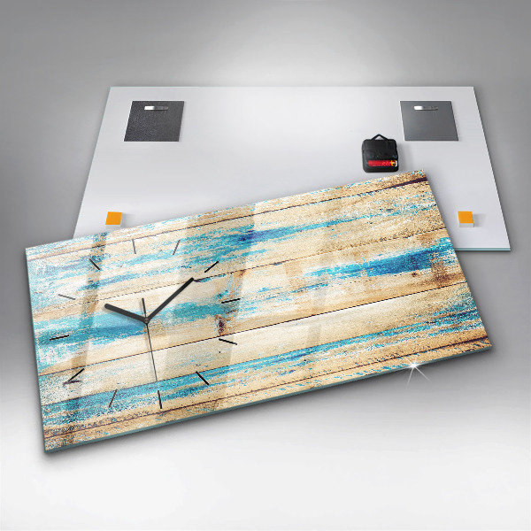 Zegar ścienny poziomy Porysowane drewno