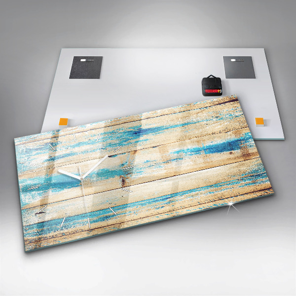 Zegar ścienny poziomy Porysowane drewno