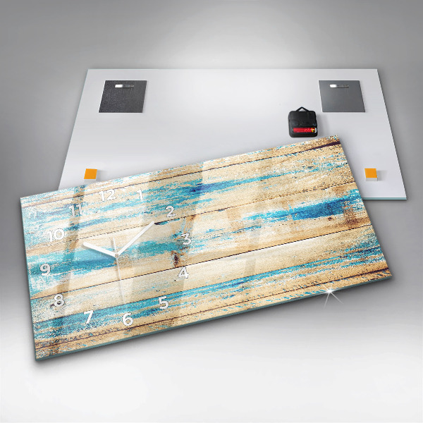 Zegar ścienny poziomy Porysowane drewno